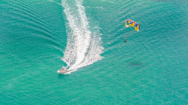 Parasailing across the beautiful clear key west waters.